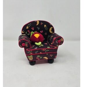 Vtg Mary Engelbreit Armchair pin cushion Moon & Cherry whimsical Cottagecore